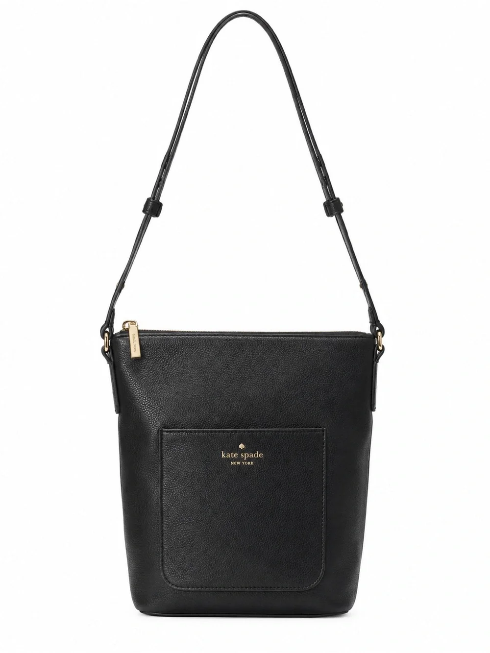 Kate Spade Elsie Black Pebbled Leather Bucket Shoulder Bag KE389